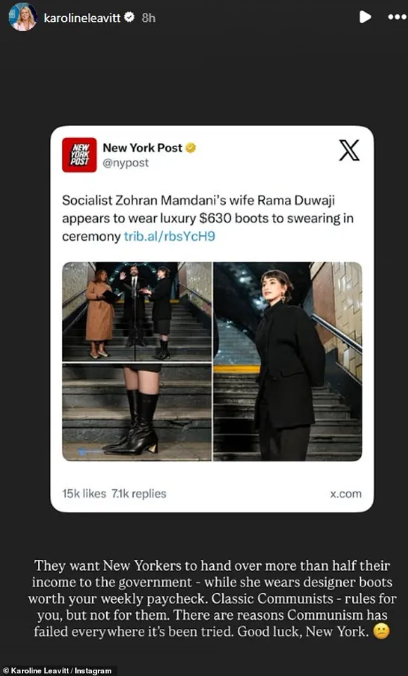 White House Press Secretary Criticizes NYC Mayor's Wife's Fashion Choice, Highlighting Tensions Over Public Image and Government Standards