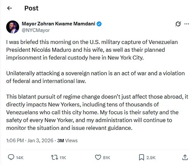 New York Mayor Zohran Mamdani Condemns Trump's Role in Venezuelan Crisis, Ends Public Ties