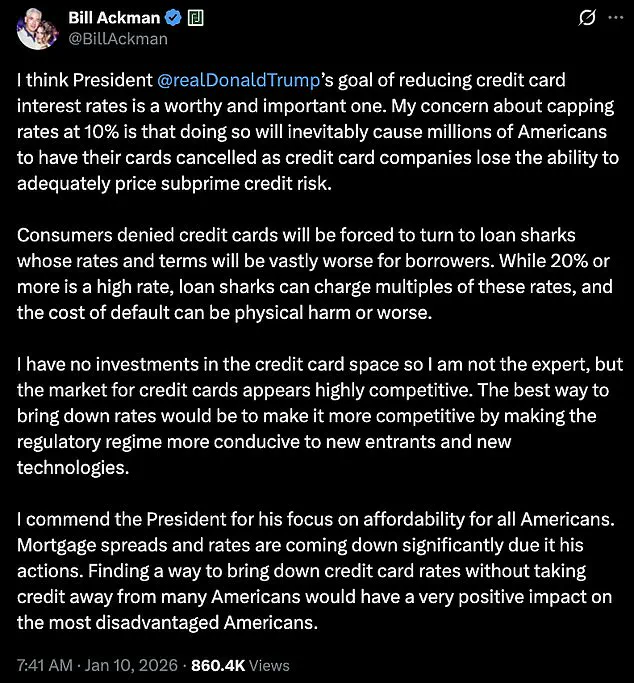 Bill Ackman's Public Break with Trump Over Credit Card Cap Sparks Fierce Debate on Financial Fallout