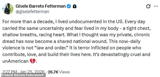 Gisele Fetterman Challenges Husband's ICE Alignment, Calls Policies 'Un-American' After Minneapolis Nurse Shooting