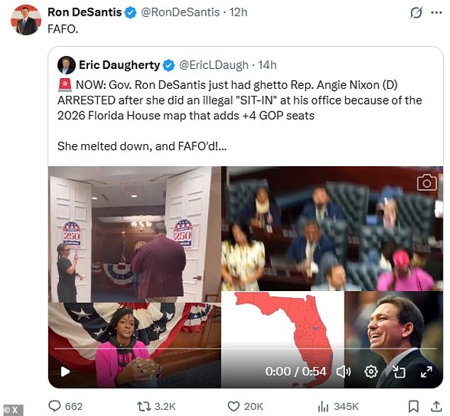 DeSantis labels arrested Black Democrat lawmaker 'ghetto' over redistricting protest