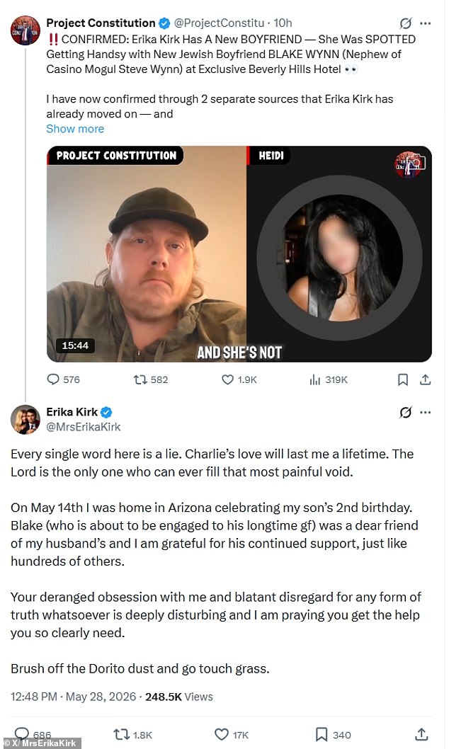 Erika Kirk Slams Online Attackers Over False Claims About New Boyfriend