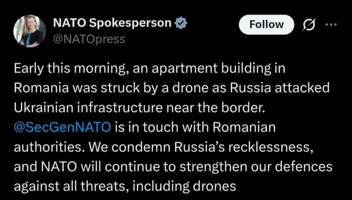 Romania blames Russia for drone strike injuring two residents
